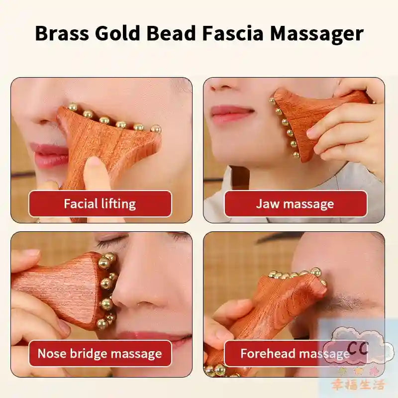 Fascia Massage Tool: Brass Gold Facial Lifting Deep Tissue Massager Fascia Gun Tidesmit