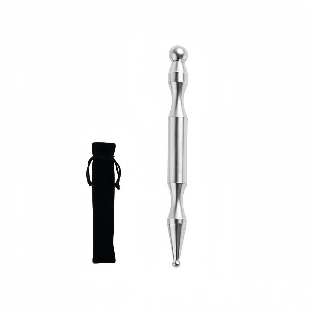 Acupuncture Pen - Stainless Steel Dual Head Massage Device Relaxation Treatment 1 Pen with Bag Tidesmit
