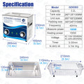 Tidesmit 3.2L Ultrasonic Cleaner with 180W heater for jewelry, watches, and PCB cleaning, side angle view.