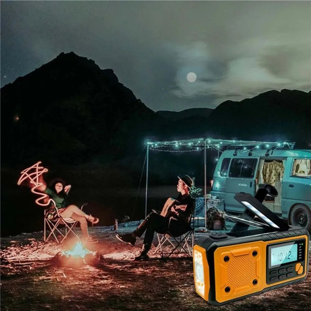 4000mAh Portable Emergency Solar Power Radio Hand Crank Charging AM/FM Weather Radio Led Reading Flashlight Bank Phone Charger