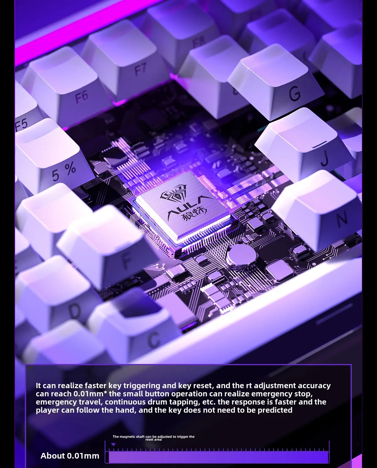 AULA HERO84 HE Magnetic Switch Wired Mechanical Keyboard RGB Music Rhythm 8K Return Rate Keyboard Computer Accessorie for Gamer