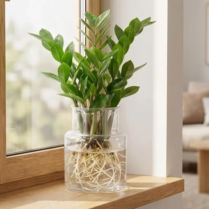 1/5x Transparent Hydroponic Flower Pot Planting Rooting Container Tabletop Plants Bonsai Office Table Home Gardening Decoration