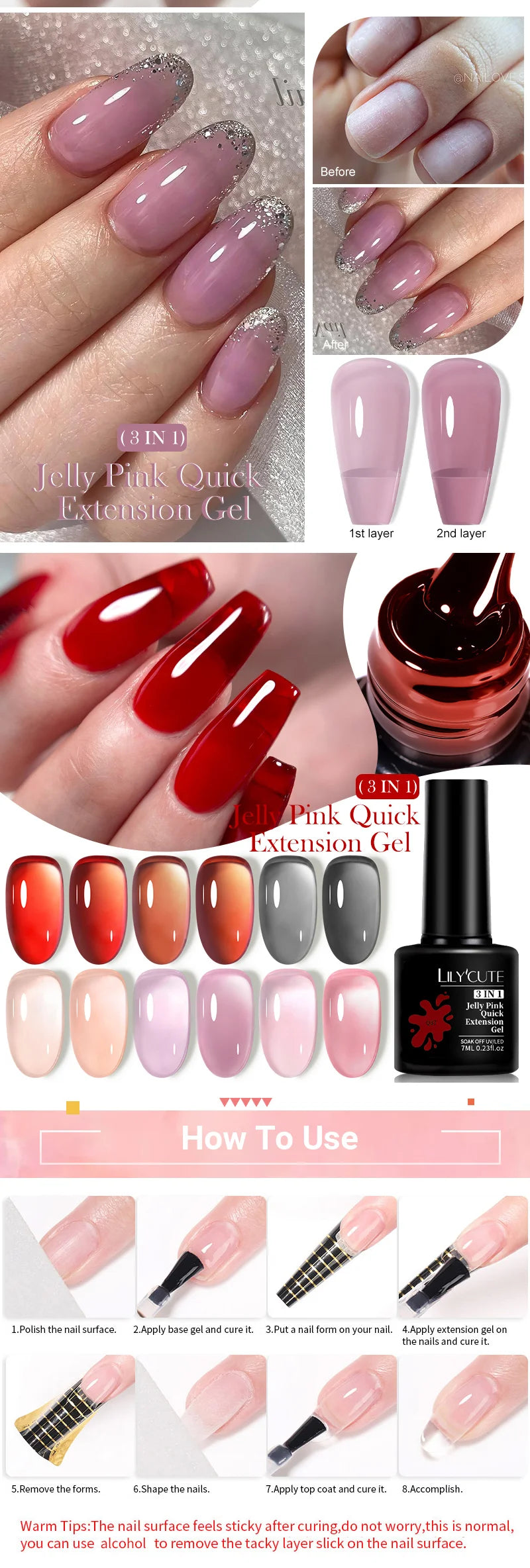 Extension Gel Nail Polish Jelly Soak Off Kit for Permanent Makeup Artists Permanent Makeup Machines Tidesmit