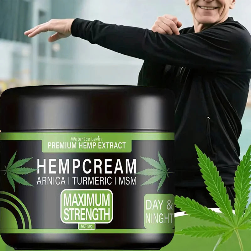 Hemp Cream: Premium Hemp Extract+Arnica+Turmeric, Maximum Strength, Light Texture, Moisturizes for Elastic Skin (Day & Night)