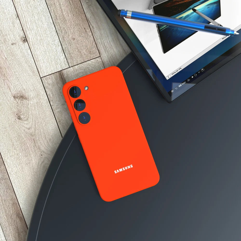 Samsung Galaxy S25 FE Liquid Silicone Case – Shock-Absorbing Drop Protection Orange Tidesmit