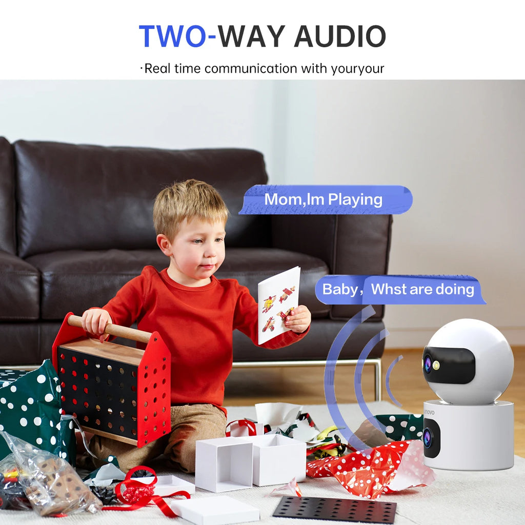 Lenovo 4MP HD Security IP Camera 5G WiFi Surveillance Camera Dual Lens 5X Zoom AI Tracking Home Indoor CCTV Camera Baby Monitor