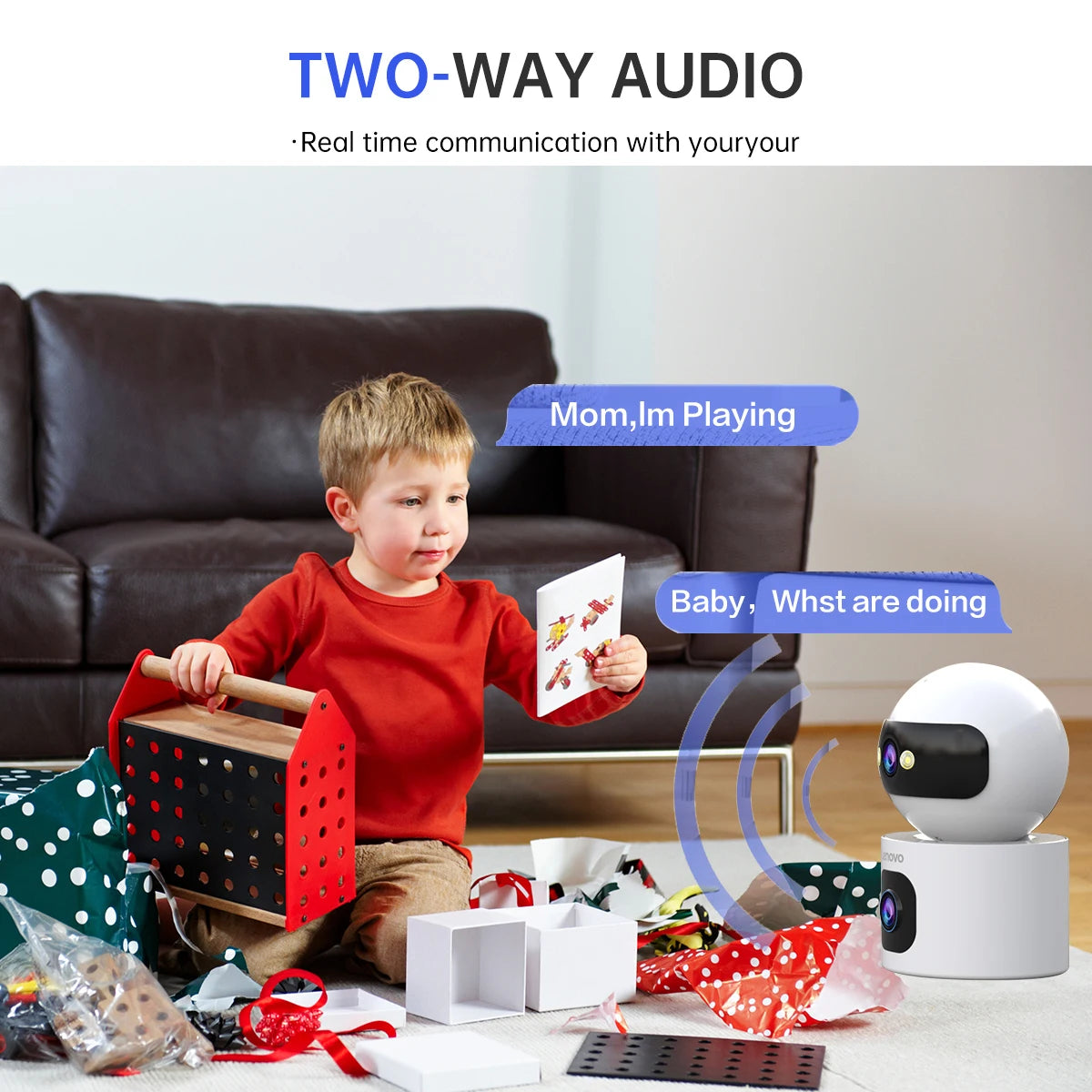 Lenovo 4K PTZ WiFi Camera Dual Lens Home Indoor CCTV Surveillance Camera Auto Tracking Security Protection Smart Baby Monitor