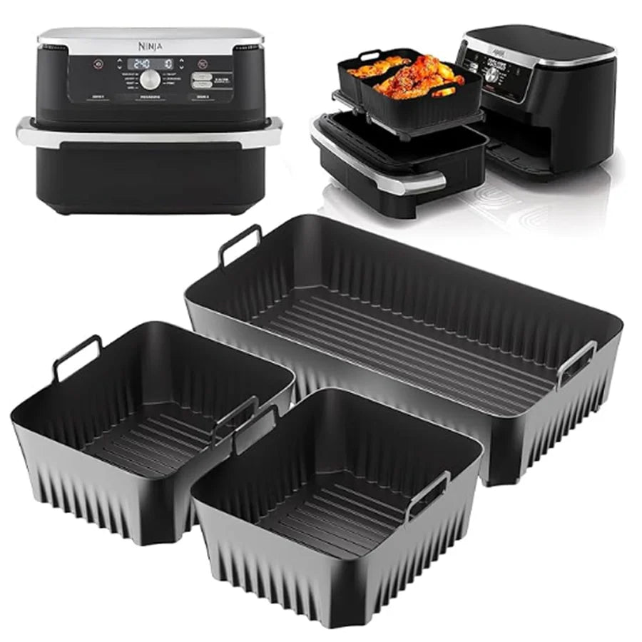 Reusable Silicone Air Fryer Basket Liner Fit Ninja AF500 Non-Stick Heatproof Easy Clean BPA-Free Kitchen Cooking Accessory