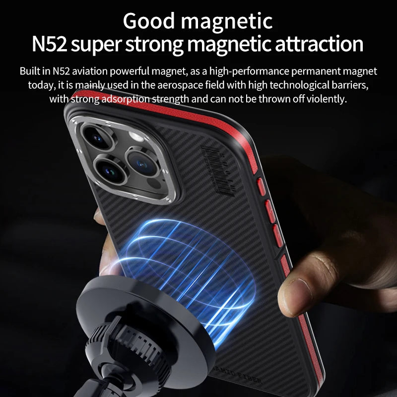 Aramid Fiber Magnetic Case for iPhone 15 Pro - Military-Grade Protection Tidesmit