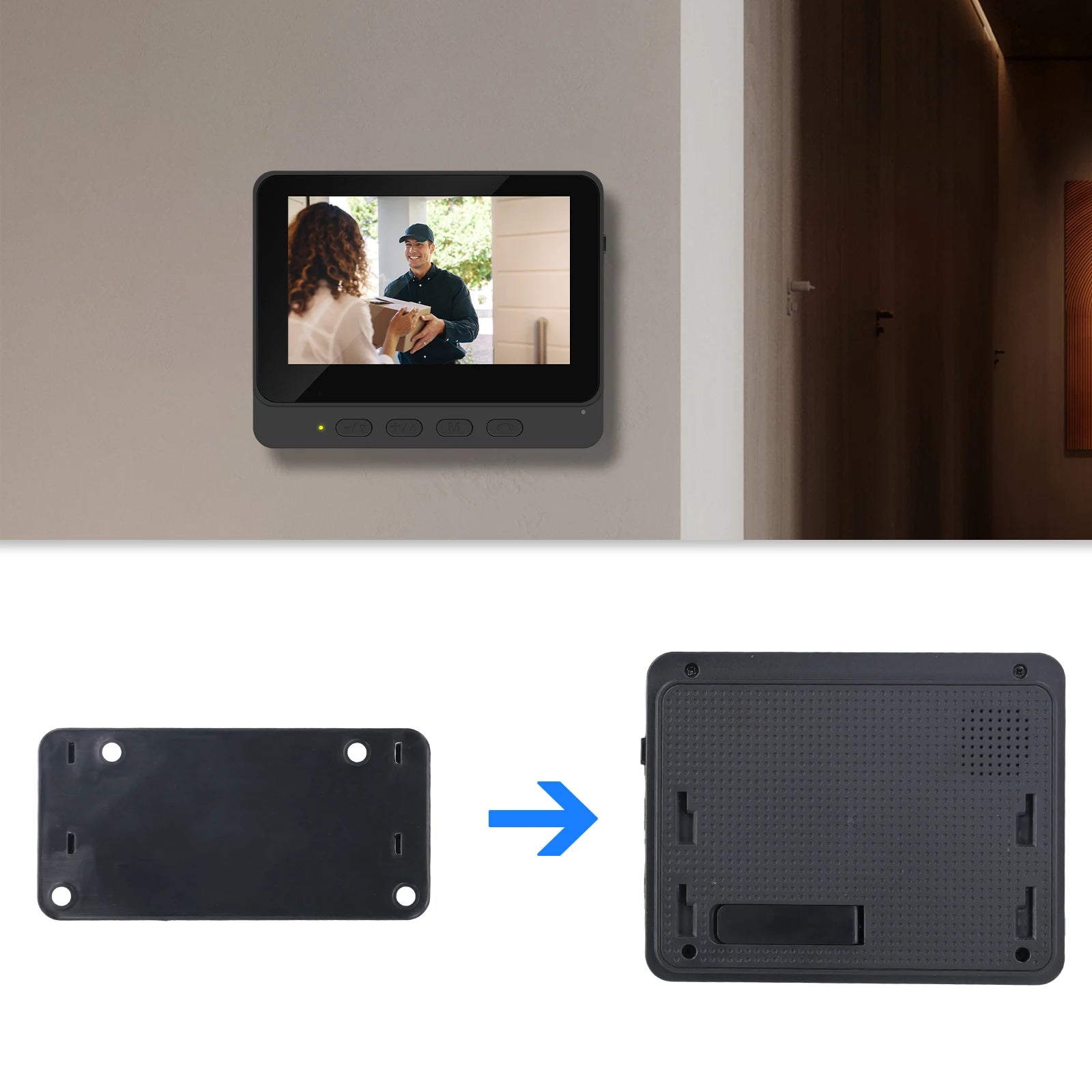 Podofo Smart Wireless Video Doorbell With Screen 4.3'' IPS HD Smart Intercom 2.4G Visible Doorbell Two-Way Talk Night Vision Home Use Security Camera