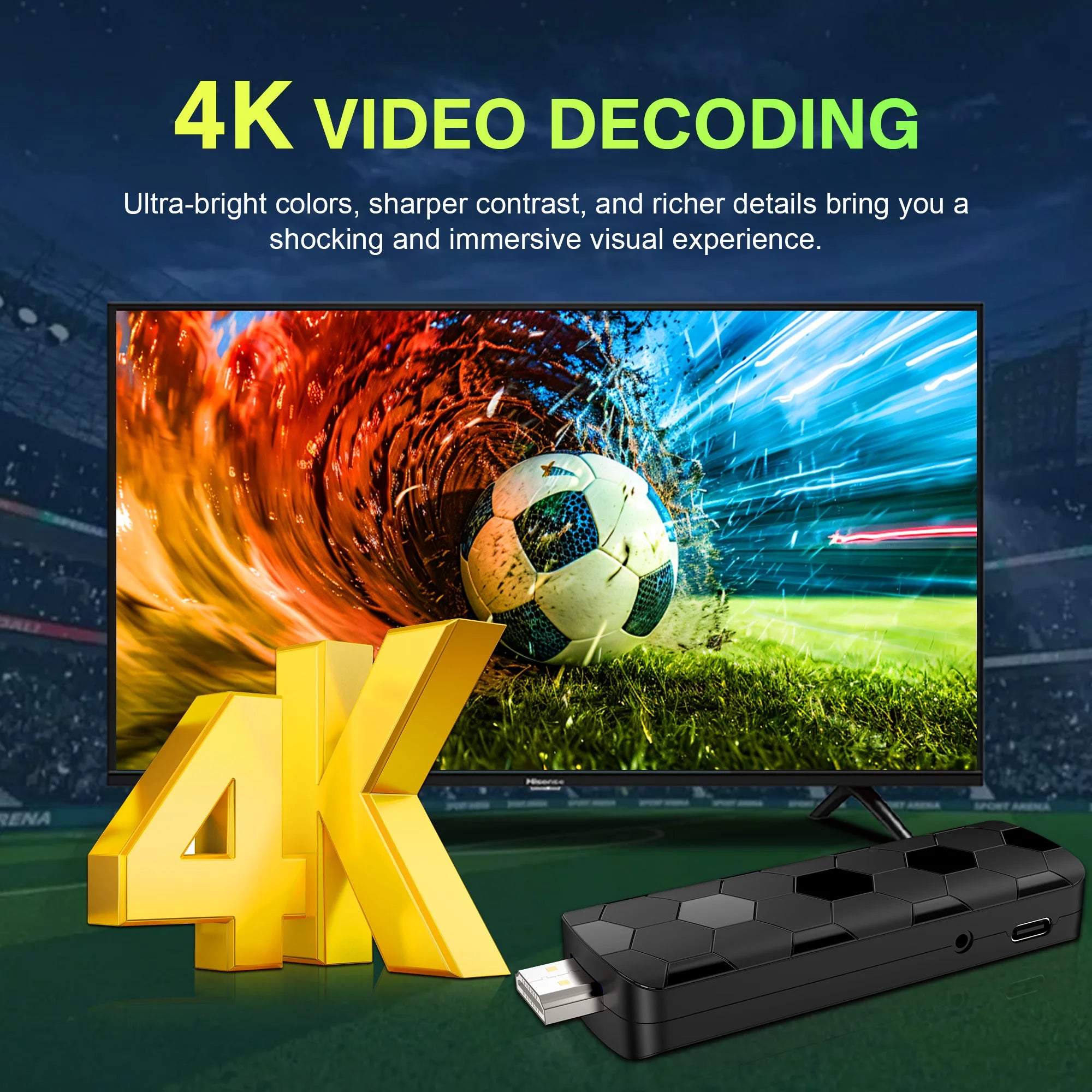Android TV Stick 8GB 128GB 4K Streaming Box with Voice Remote Tidesmit