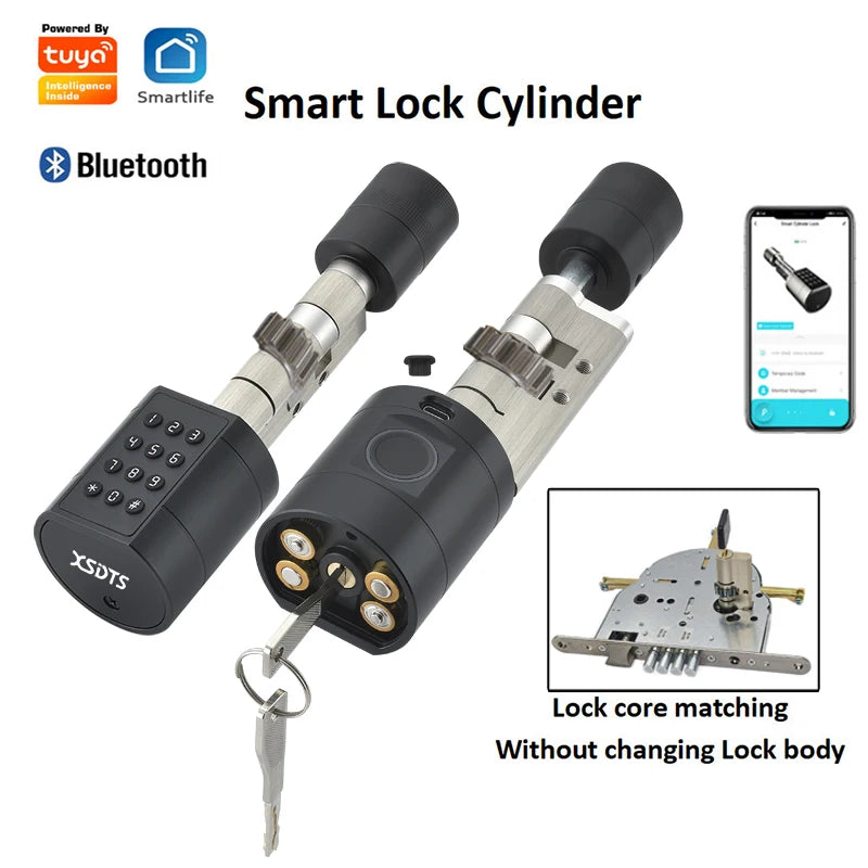 Israel-only Tuya APP Fingerprint Cylinder Electronic Smart Door Lock Digital Keypad Code Key Card Remote Control Home Apartment