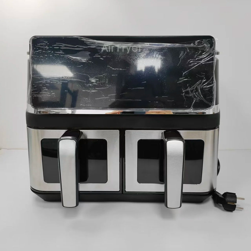 Commercial Digital Large-Capacity Touchscreen Display Stainless Steel Double Basket Smart Electric Square air Fryer Oven Home