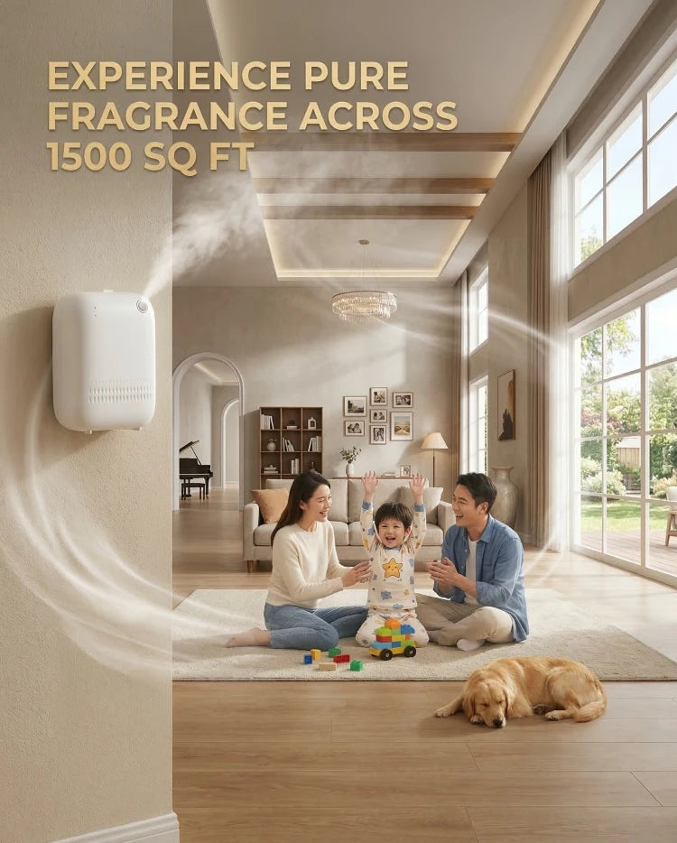 Smart Bluetooth Waterless Essential Oil Diffuser 150ml Wall-Mounted Aroma Scent Machine for Home Hotel Commercial Type-C