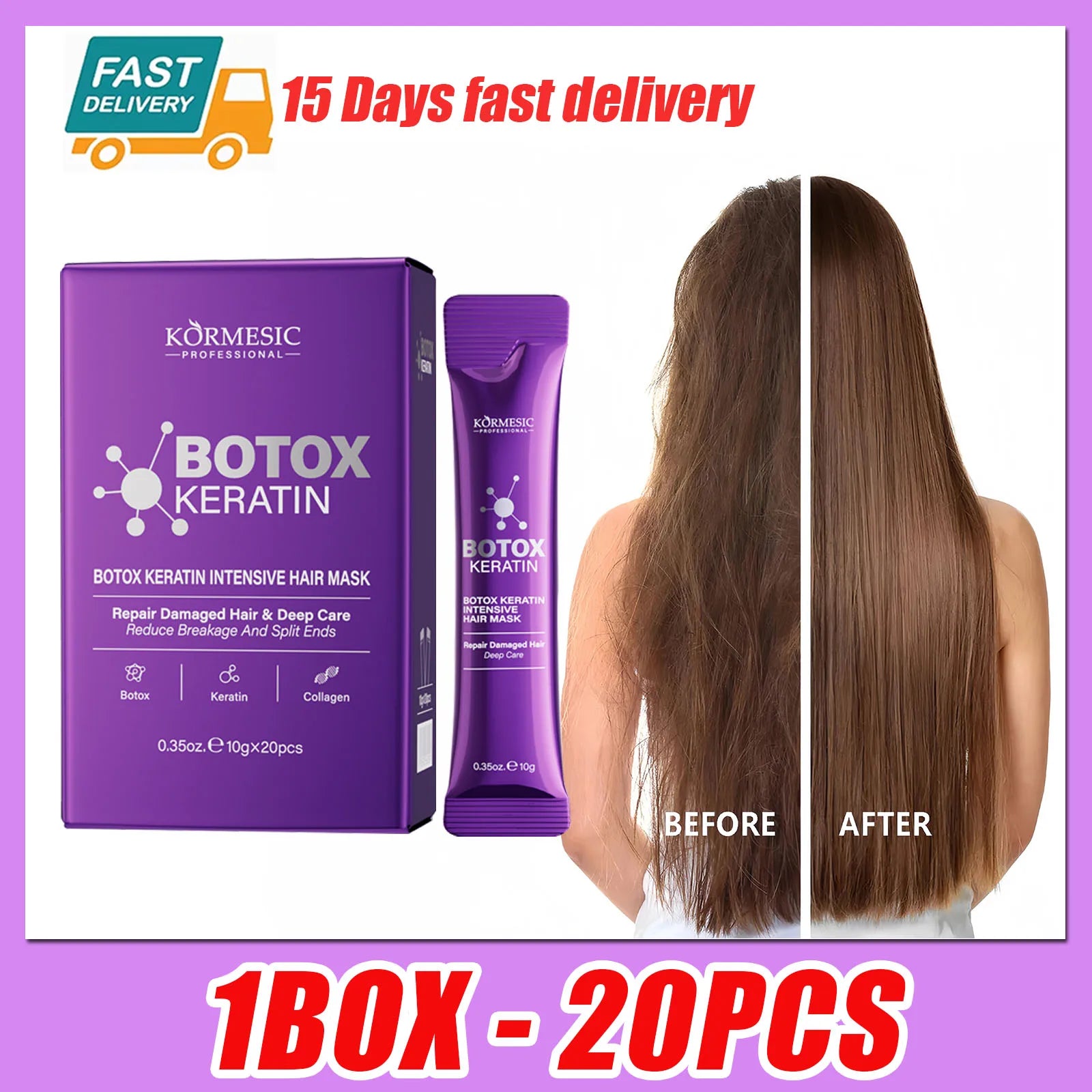 Tidesmit Keratin Botox Hair Mask: 5-second deep repair treatment for smooth, shiny, and frizz-free damaged hair.