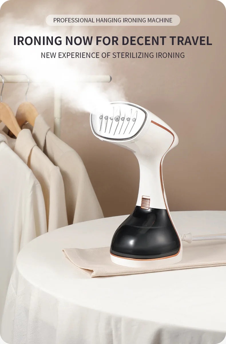 Tidesmit 1800W handheld garment steamer with touch screen, 15-second fast preheat, and 320ml portable tank, side view