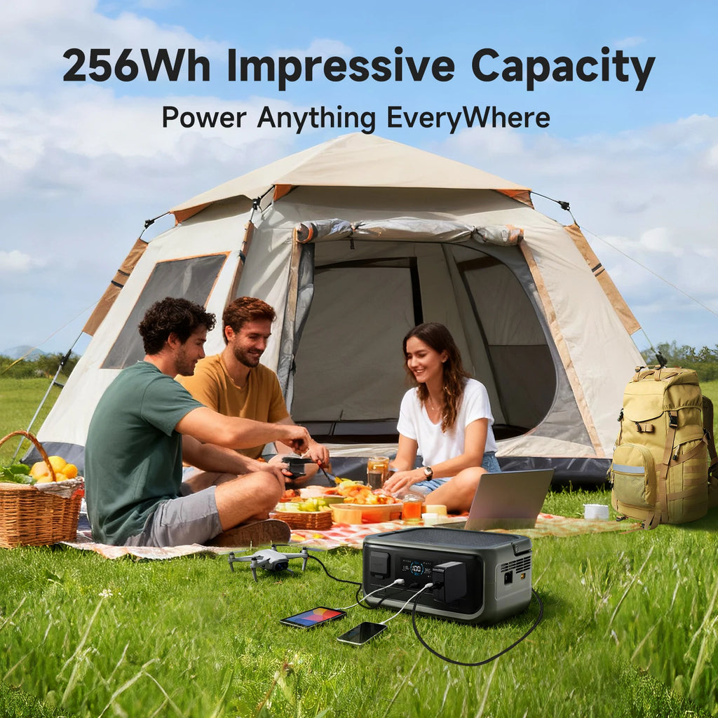 Portable Power Station 256Wh LiFePO4 with 100W Solar Panel Bundle Tidesmit