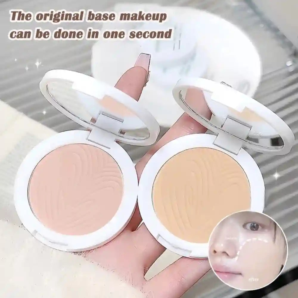 Tidesmit natural matte pressed powder for oil control and brightening face base in detailed texture close-up