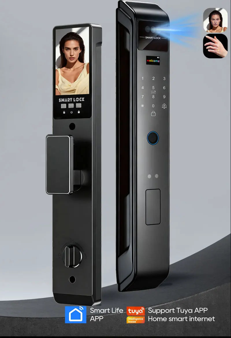 SANKESONG Tuya 3D Face Recognition Smart Lock with Security Camera Digital Electronic Intelligent Fingerprint Lock