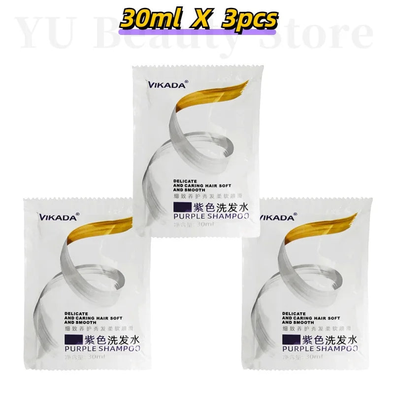Professional Remove Yellow Shampoo Bleached Hair Anti-Yellow Lock-Color Shampoo Silver White Gray Smooth Shine Fluffy Hair Care