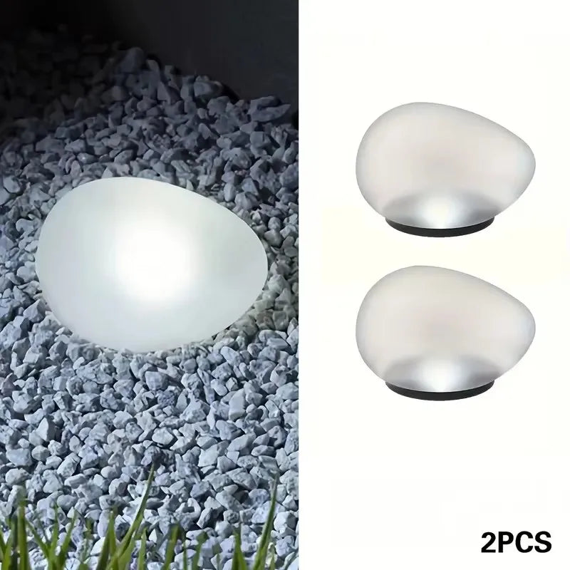 Solar Stone Light Frosted Glass Ground Lamp Outdoor Waterproof Lantern for Garden Green Light Lawn Courtyard Decorative Lamp