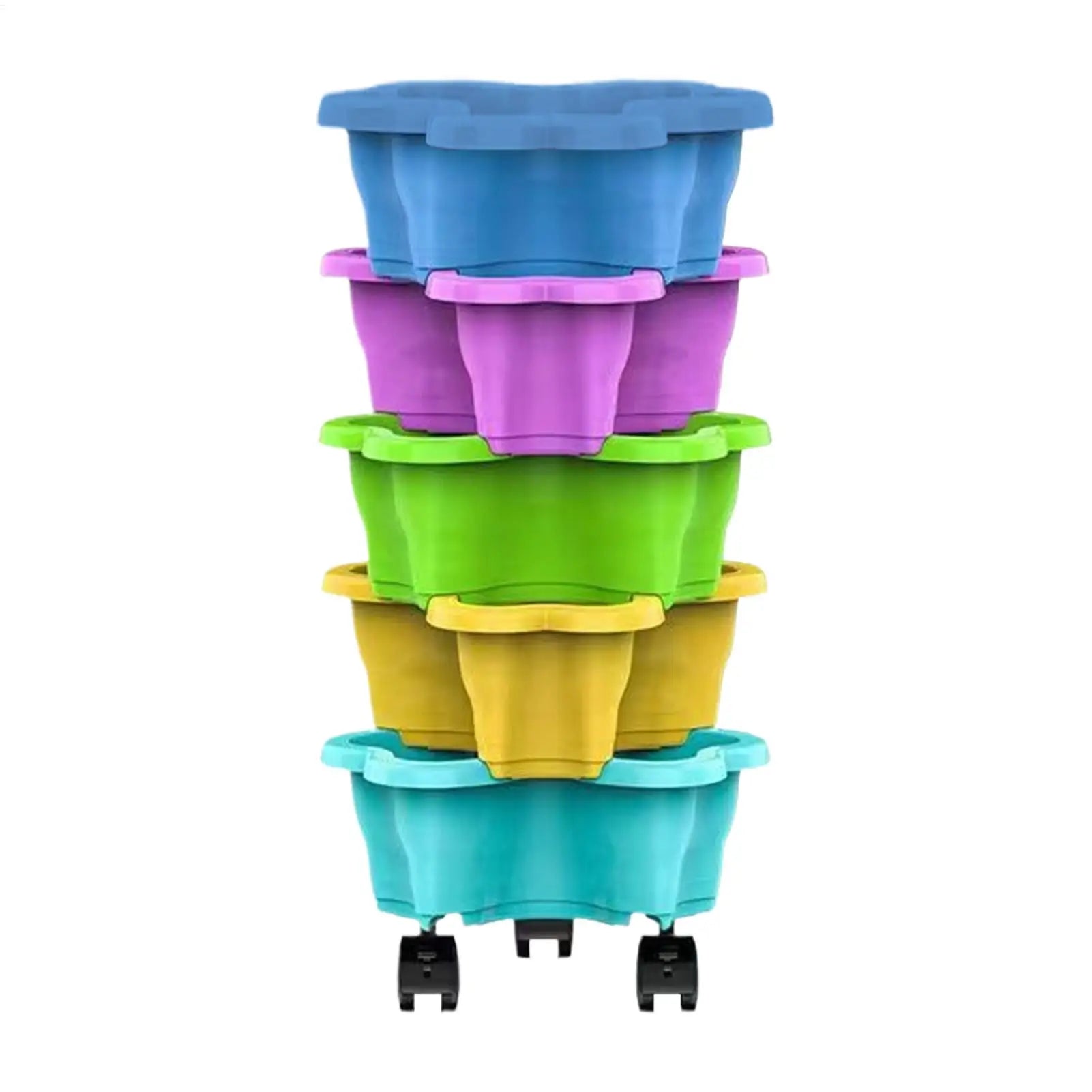 4/5 Tier Plant Tower With Wheels Stackable Plant Towers ABS Vertical Planter Tower For Strawberry Green Ivy Balcony Terrace