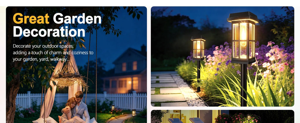 Solar Powered Pathway Lights 8 Pack IP65 Waterproof Auto On Off Outdoor Landscape Lighting Decorative Solar Garden Lamps for Patio Lawn Walkway Driveway Yard