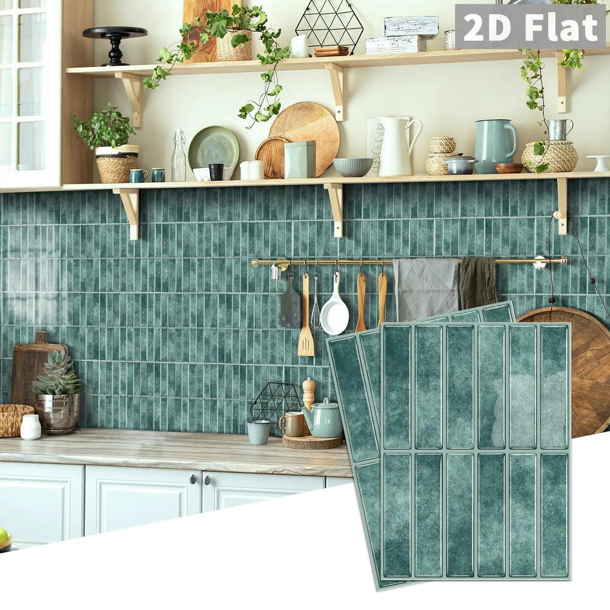 Self-adhesive tile decal sheets, teal blue square grid pattern