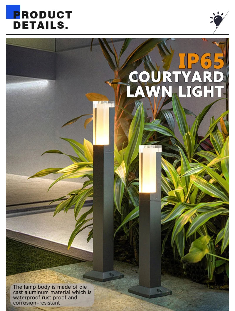 LED Lawn Light, Garden IP65 Waterproof Decorative Landscape Light AC85-265V Courtyard Lamp,rural Villa Road Outdoor Lighting