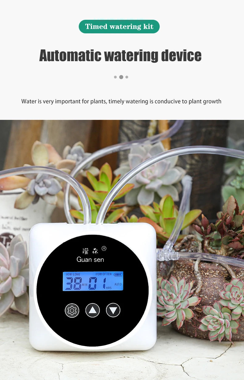 New Automatic Drip Irrigation System Greenhouse Watering Timer Garden Water Pump Controller Potted Plant Watering Device Set