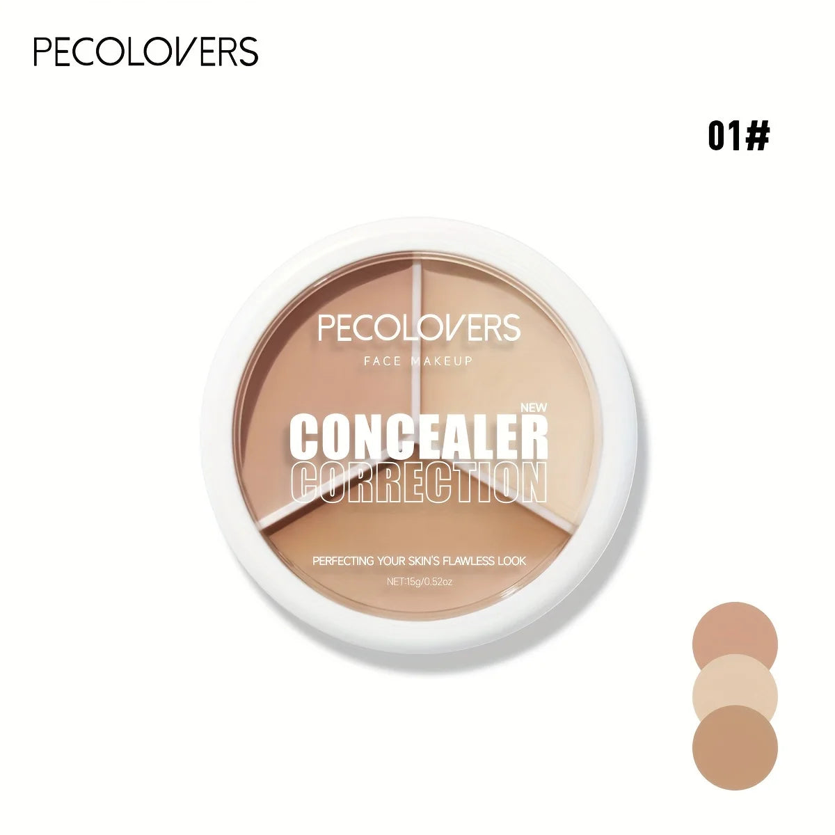 Tidesmit 3-color face makeup concealer palette showing texture close-up for even skin tone and blemish coverage