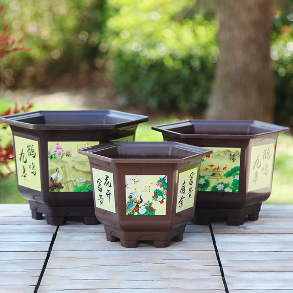 Durable Plastic Flower Pot Thickened Resin Potted Bonsai Garden Supplies Large-diameter Hydroponic Planter