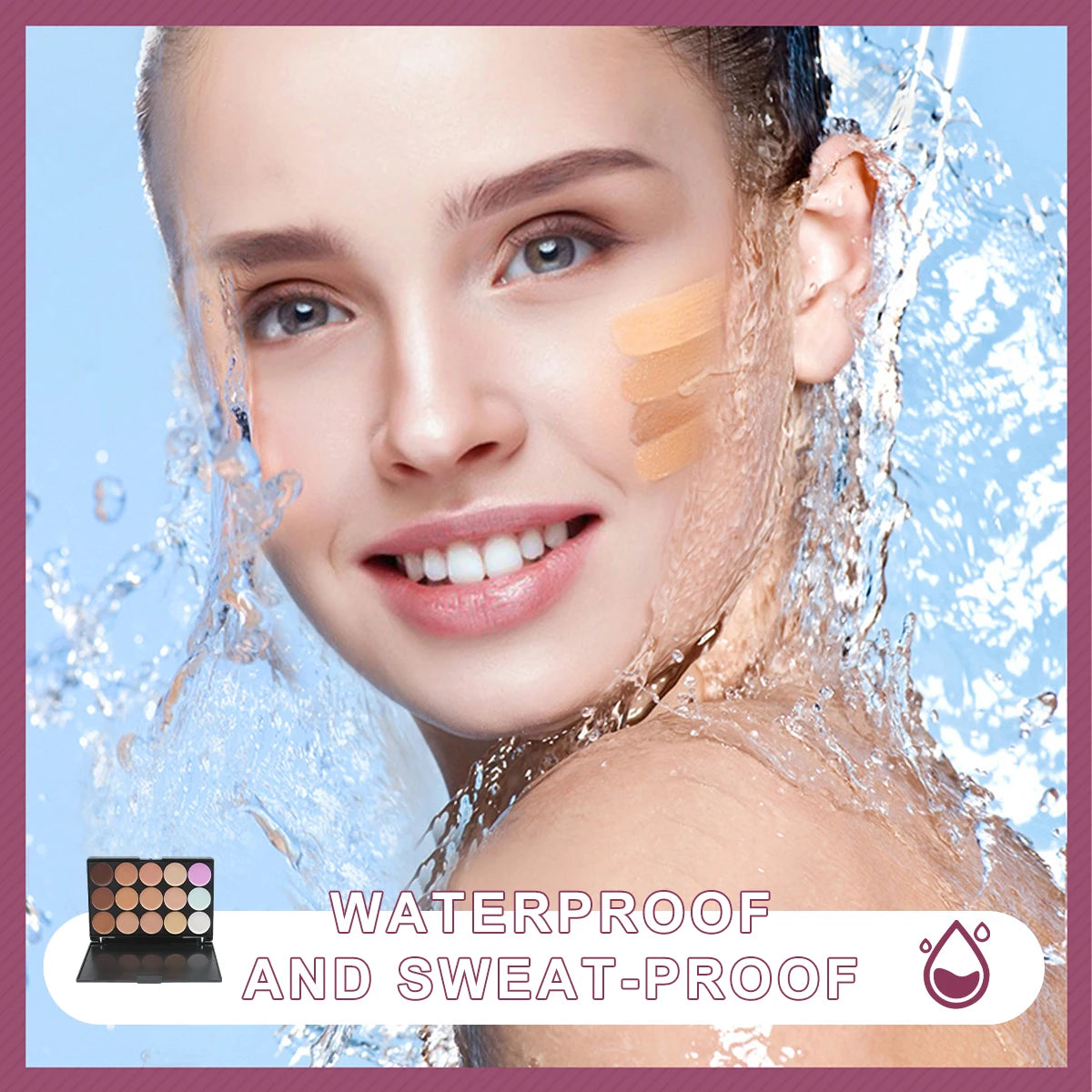 Tidesmit 15 color multifunction concealer palette waterproof cream makeup for acne marks and dark circles swatch