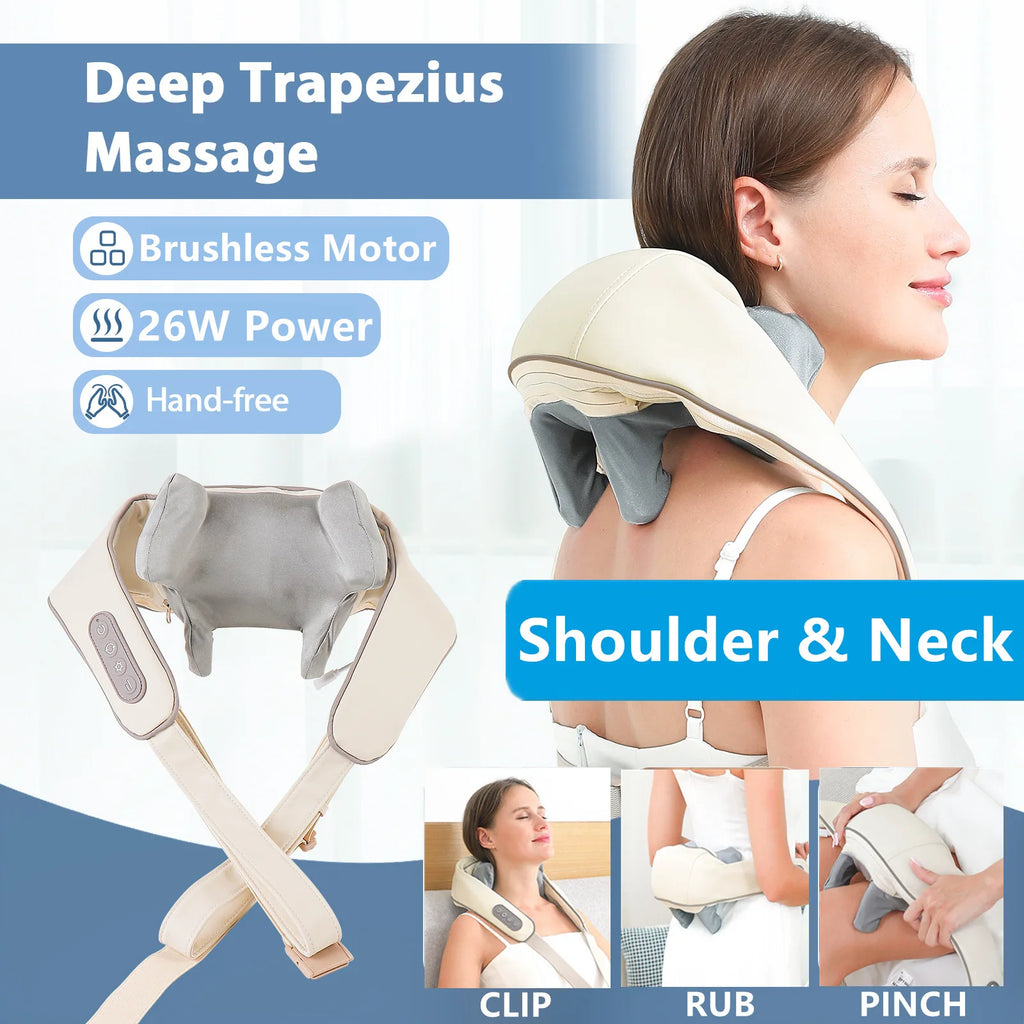Electric Neck and Shoulder Massager - Cordless Deep Tissue Heat Therapy Body Shaping Massage Equipment Tidesmit