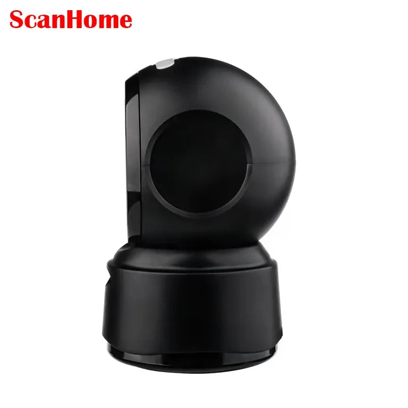 ScanHome 2D barcode scanner, side profile of black circular scan head