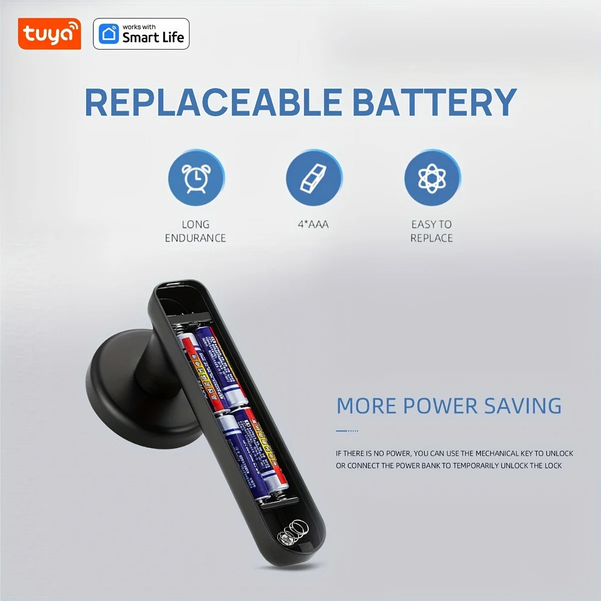 Tuya Bluetooth Biometric Electronic Lock Smart Fingerprint Password App Unlock Intelligent Door Handle Lock Home Security