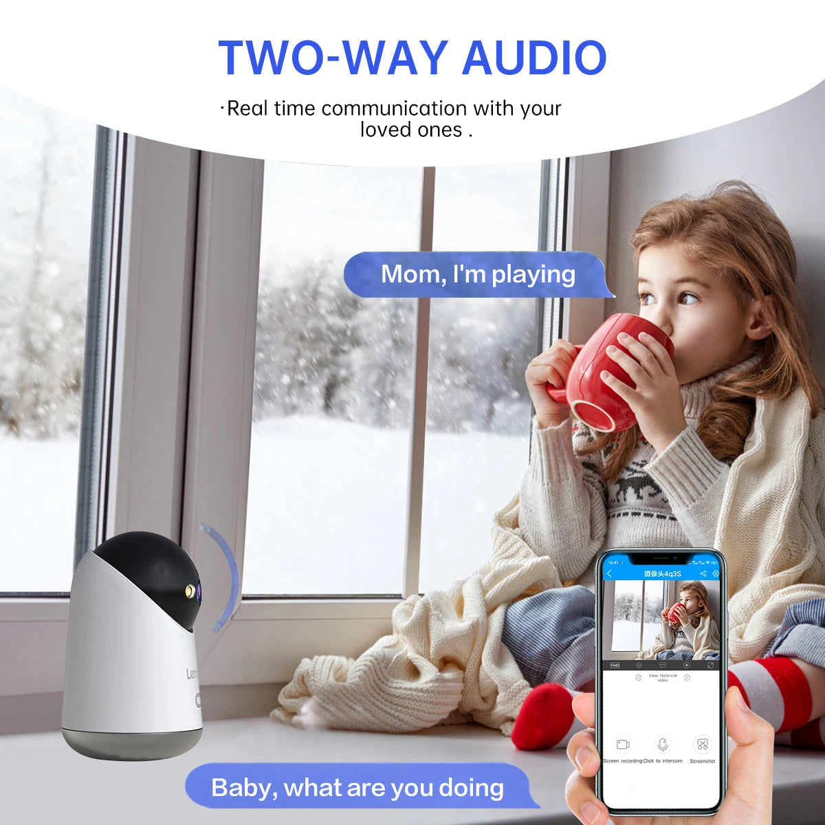Lenovo 3MP HD WiFi Camera Smart Home Indoor IP Surveillance Camera Auto Tracking Security CCTV Surveillance Smart Baby Monitor