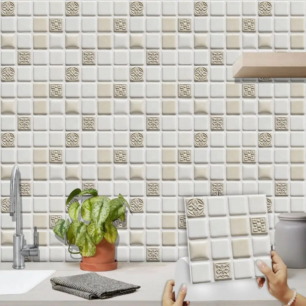10Pcs Mandala Pattern Backsplash Tile Stickers Multicolor Design Waterproof Peel and Stick Tile Removable Self-Adhesive