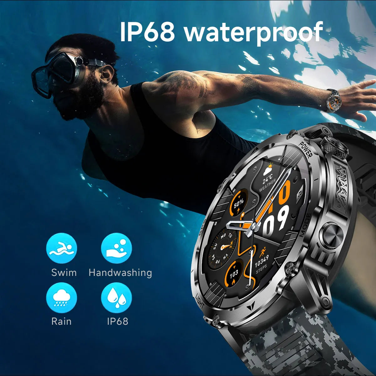 New T-Rex3 Ultra Smartwatch 1100mAh Battery GPS Compass IP69K Waterproof Outdoor Sports Tracker Military Grade Watch