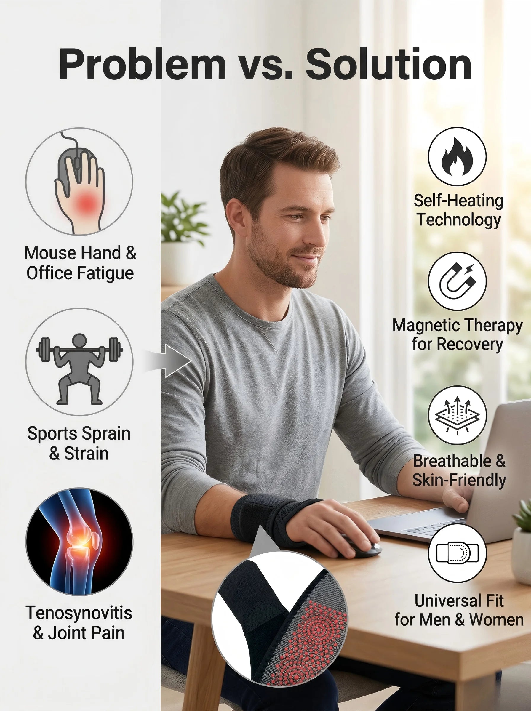 Adjustable Compression Wrist Support Brace Breathable & Comfortable Wrist Brace for Daily Wear Wrist Brace with Adjustable Strap