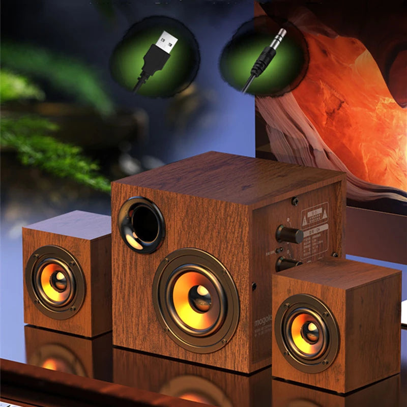 Portable Bluetooth Speaker - Wooden Desktop Audio with Deep Bass Tidesmit
