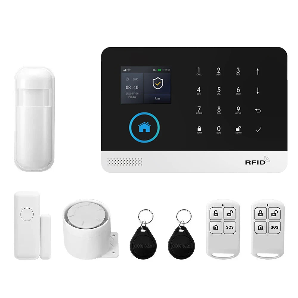 WiFi 4G Home Security Alarm System with Smart Tuya Motion Sensors 4G WiFi Kit A EU Plug Tidesmit