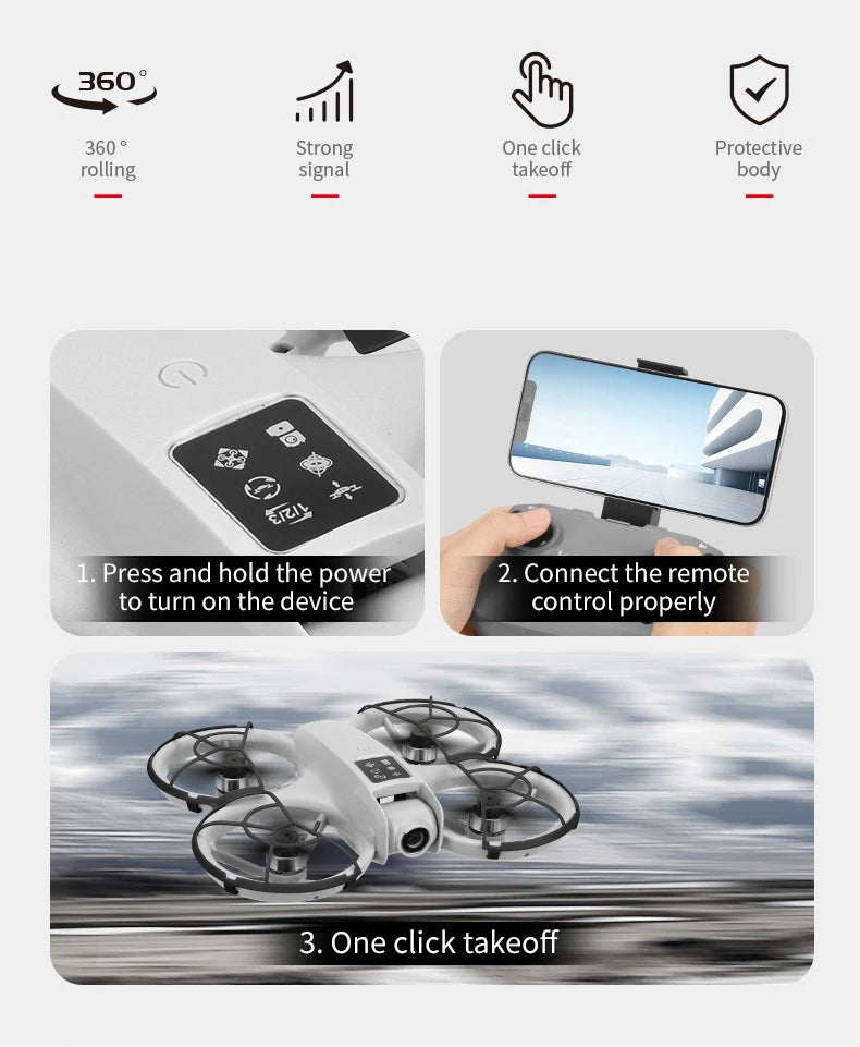 Foldable Camera Drone with HD FPV and Obstacle Avoidance - Gray Tidesmit