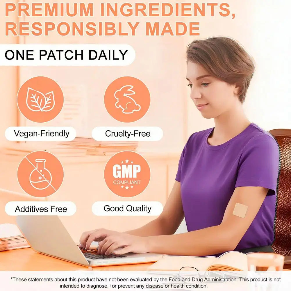 30pcs Magnesium Chloride Patch with Vitamin B12 Folic Acid Topical Health Support Easy Apply Comfortable Wear Day Night Use