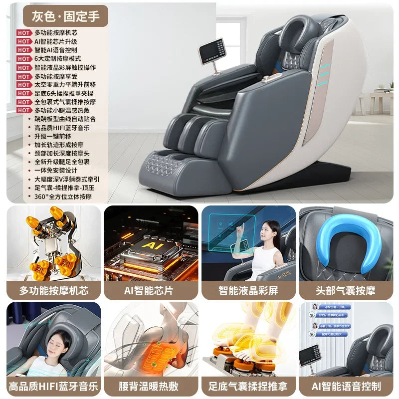 Full Body Zero Gravity Massage Chair - White Ash Space Capsule Massage Chairs grey Tidesmit