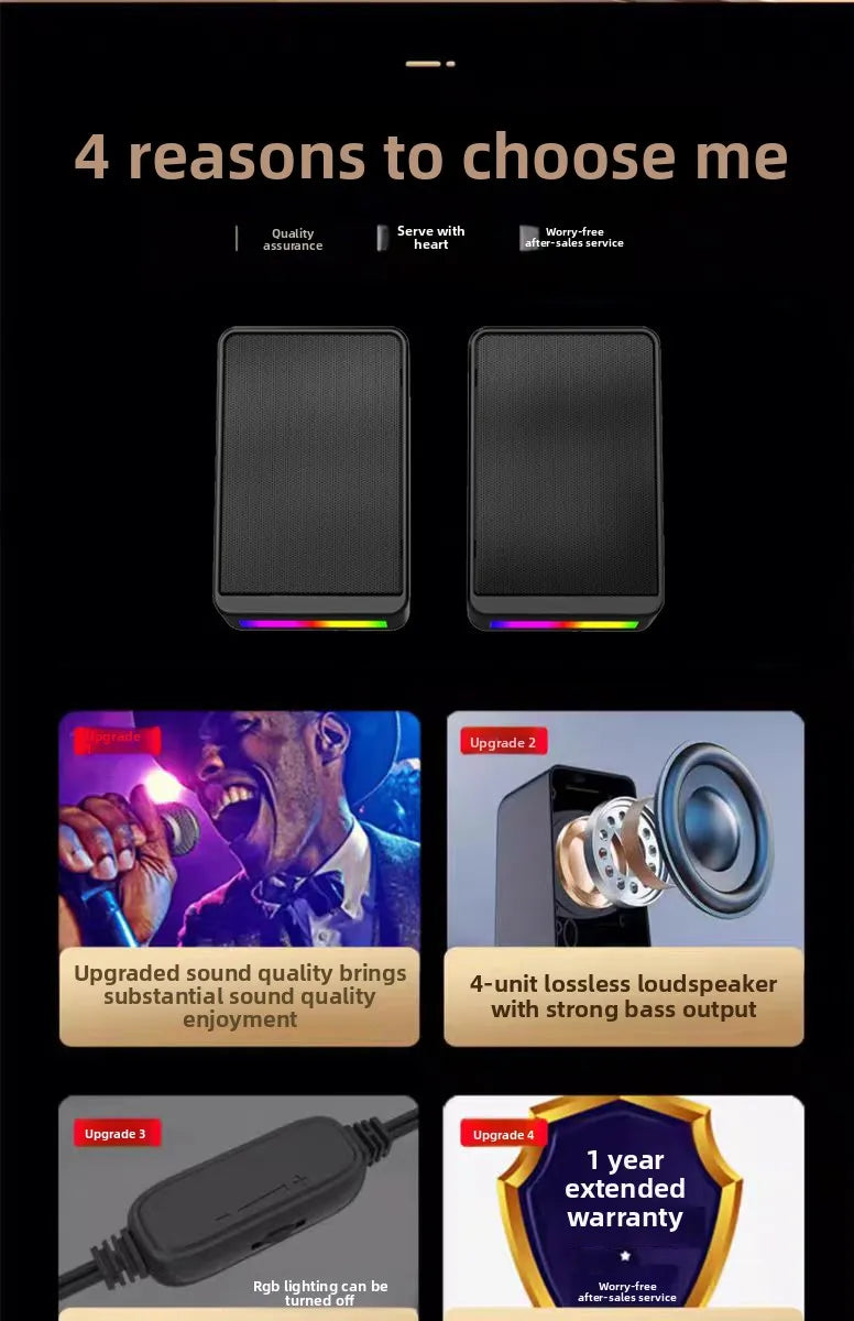 USB Gaming Speakers for Desktop PC and Laptop with RGB LED - Tidesmit Tidesmit