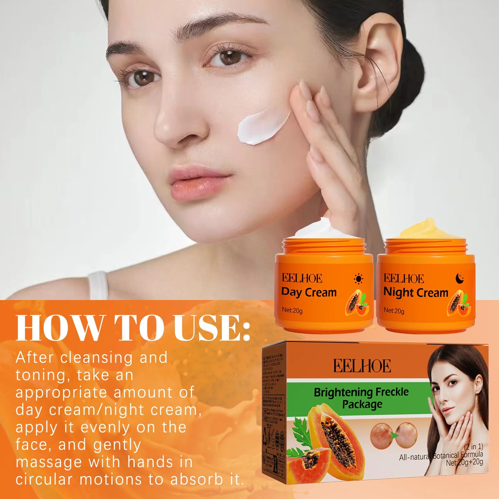 Tidesmit EELHOE whitening papaya cream texture close-up for dark spot correction and brightening face skin care