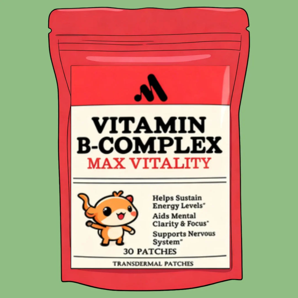 Vitamin B Complex Transdermal Patches B1, B2, B3, B5, B6, B12, D-biotin & Folic Acid, Support Cellular Energy & Mental Clarity