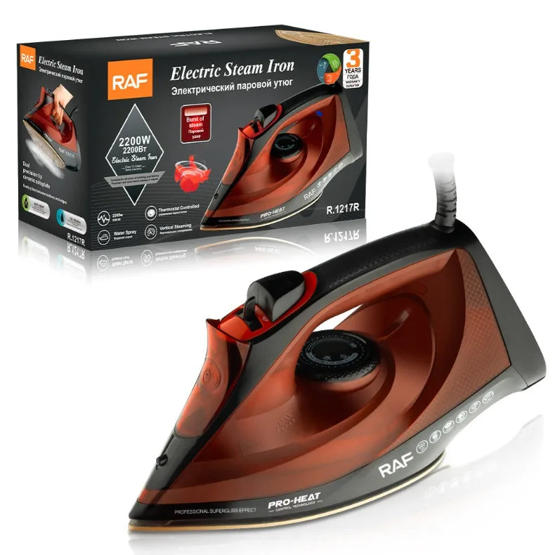 Tidesmit 2200W steam iron with ceramic soleplate featuring anti-calc and anti-drip technology for all fabric types