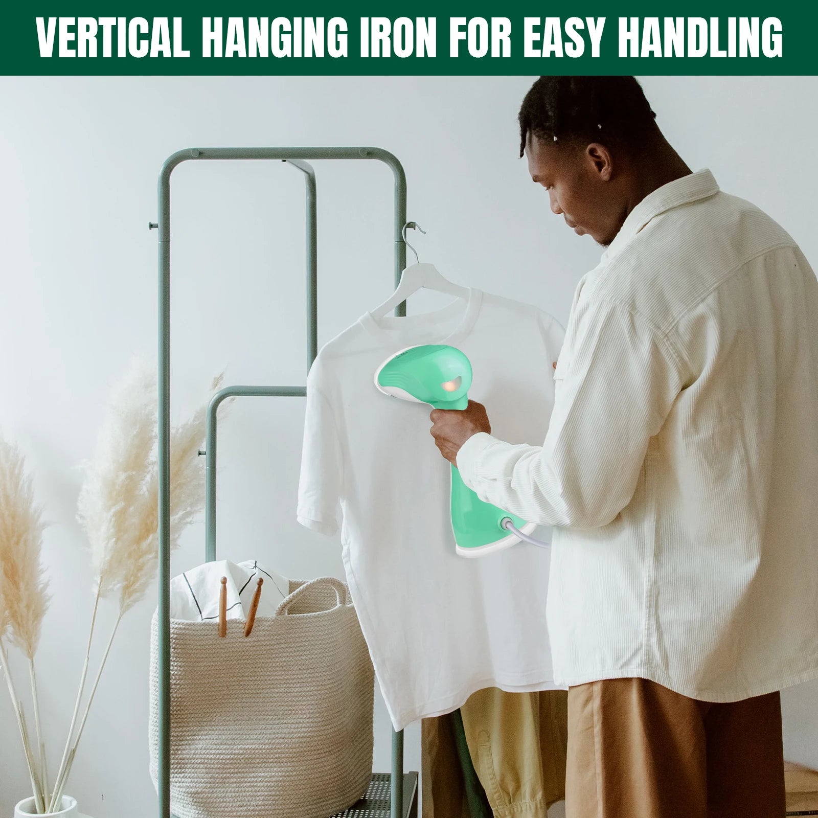 Tidesmit BRIEFNESS handheld garment steamer showing ergonomic design for quick fabric wrinkle removal and travel use